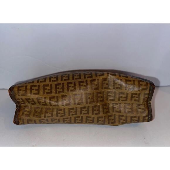FENDI Zucca Clutch Bag Zucchino Purse pouch PVC FF Vintage Brown Authentic - Picture 11 of 16